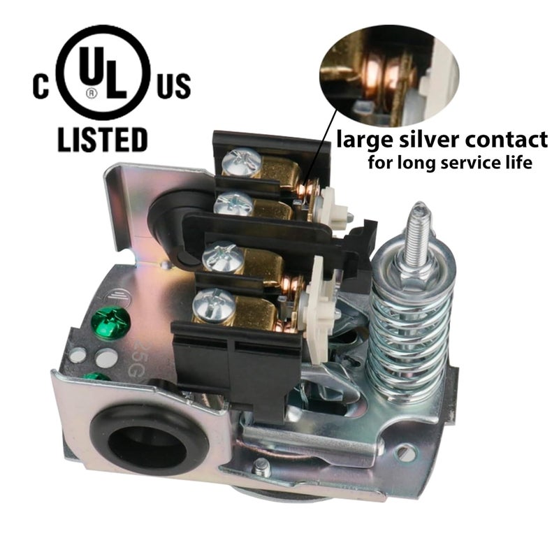 WHK Water Pressure Switch for Well Pump 40-60psi Water Pump Pressure Switch Auto Electrical Control Adjustable Differential(1/4 Female NPT,1PC-Grey) - Image 3